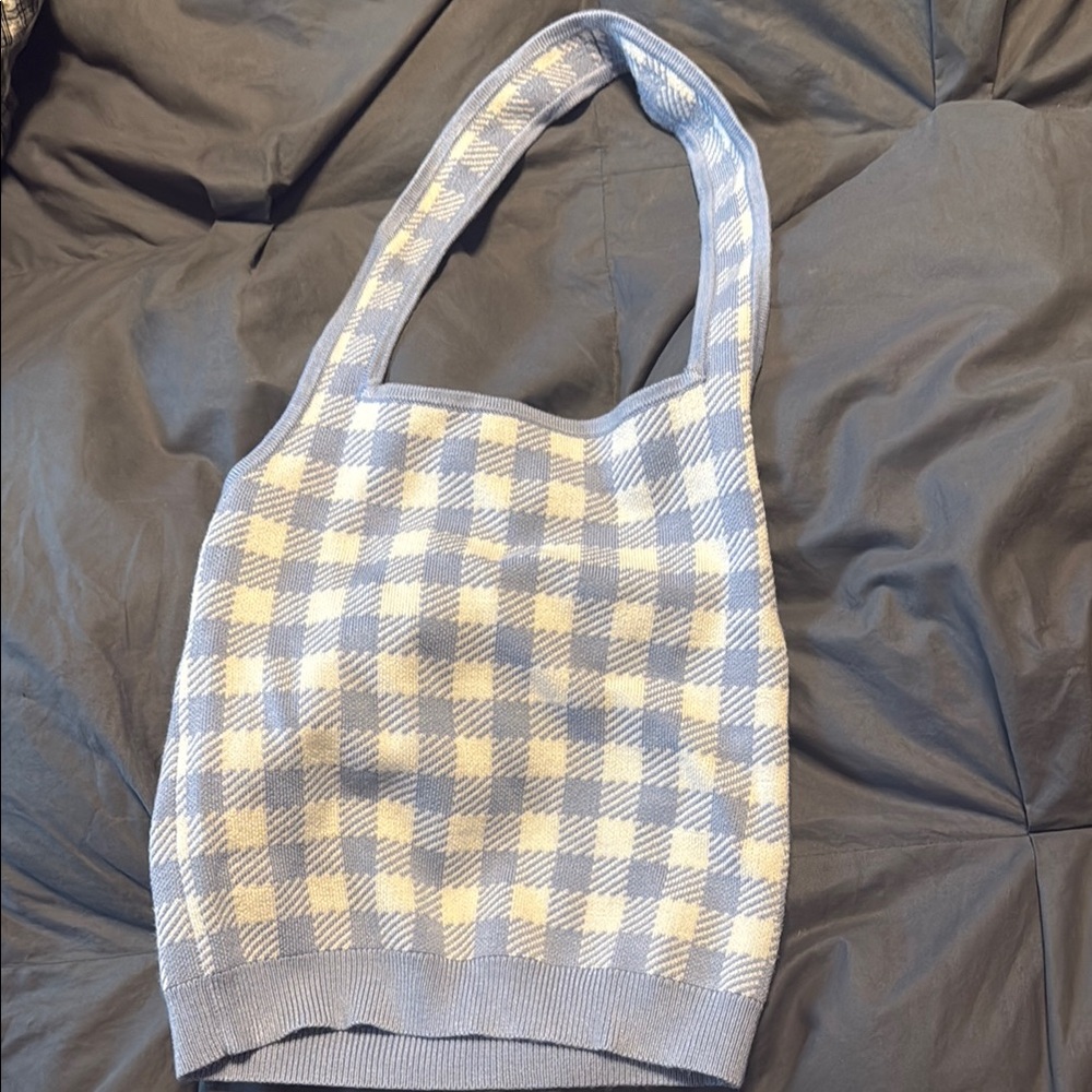 Abercrombie & Fitch Blue and White Casual Crop Top